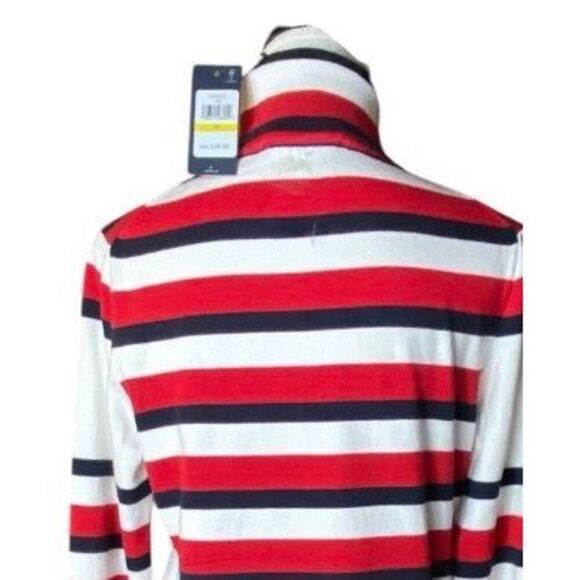 Tommy Hilfiger Iconic White Striped Patriotic Classic Turtleneck Sweater Wms Sz - Picture 5 of 6